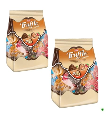 Image of Elvan Truffle Assortment Mini Bag, Truffle Mix Assortment Of Hazelnut, Strawberry and Coconut flavoured cream filled rice puff milk cocoa products (150 gram) (Pack of 2)