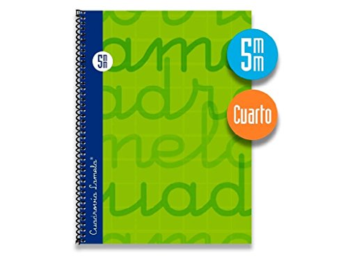 Cuaderno Espiral LAMELA 4º 80H Cuadro 5 mm. Tapa Extradura (Verde)