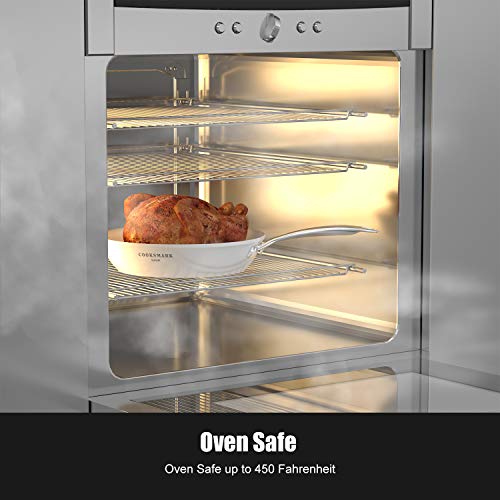 Cooksmark Nonstick Ceramic Cookware Set, Induction & Dishwasher Safe Scratch-Resistant Pots And Pans Set With Glass Lids 10 Pieces, White #TOP7