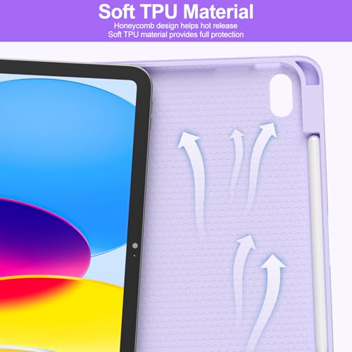 Image of COO Keyboard Case for iPad 11th A16 /10th Gen | Detachable Bluetooth Keyboard, Pencil Holder, Auto Wake /Sleep, 3 Angles, Shockproof PU TPU Cover, Purple