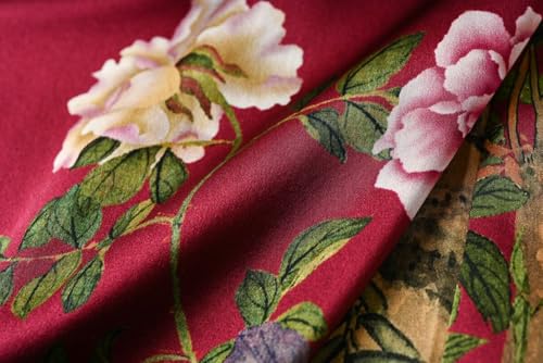 Image of Women's Silk Kimono Robe Short Bathrobe Nightgown 100% Mulberry Silk for Women - Classic Floral Pattern