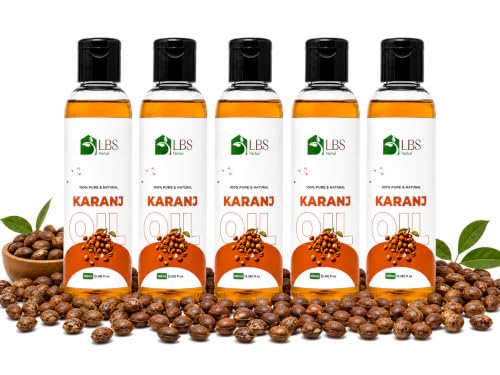 Image of Pure Karanj Oil 100% Extra Virgin Cold Pressed | Natural Carrier Oil for Hair, Scalp & Skin Care | Deep Moisturizing Hair Oil for Dry Scalp & Healthy Looking Hair | 100ml (Pack of 5)