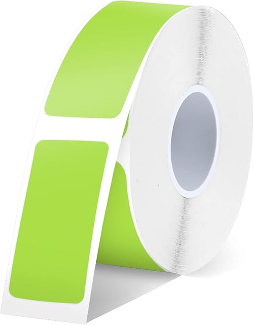 Etykieta na taśmę maszynową, SUPVAN E10 Adaptowana etykieta, Rozmiar ciągły 14 mm x 30 mm, Termicznie laminowana Wodoodporna Samoprzylepna Multi-Objętość (Zielona)
