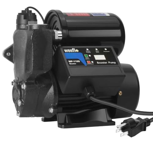 Weeflos 1.5HP Automatic Booster Pump, 1600 GPH Water Pump, 100ft Max Head, Mechanical Pressure