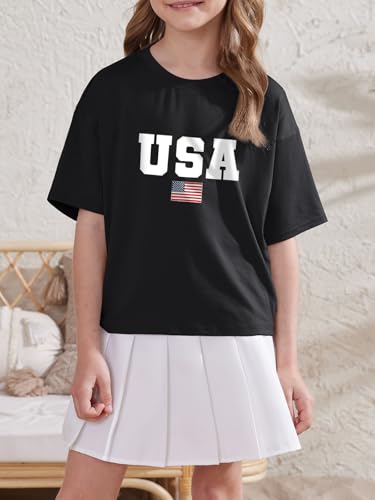 Image of ZDC Girls Athletic Oversized Crop Tops Kids Drop Shoulder Short Sleeve T Shirts Workout Tees