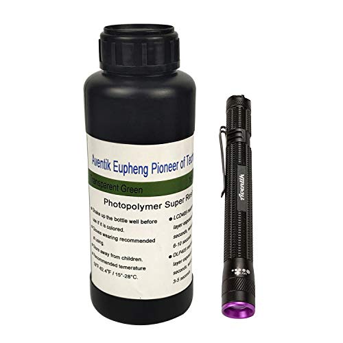 Aventik Eupheng 3D Rapid Resin LCD UV-Curing Resin 405nm Standard Photopolymer Resin for LCD 3D Printing (Transparent Green 500g)