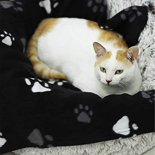 6 Pack Pet Blanket Soft Fleece Dog Cat Blanket, Fluffy Warm Sleep Bed Cover with Dog Paw Print for Kitten Puppy, Pet Kennels, Beds, Car Seats and Crate (Paw, 70x100cm)