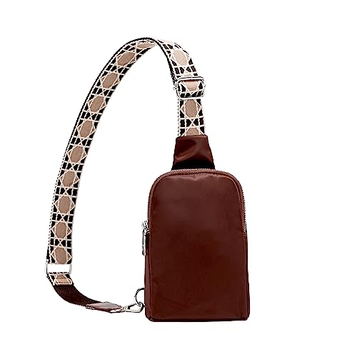 Nylon Crossbody Sling Bags for Women Small Cross Body Fanny Pack(Coffee Dark)