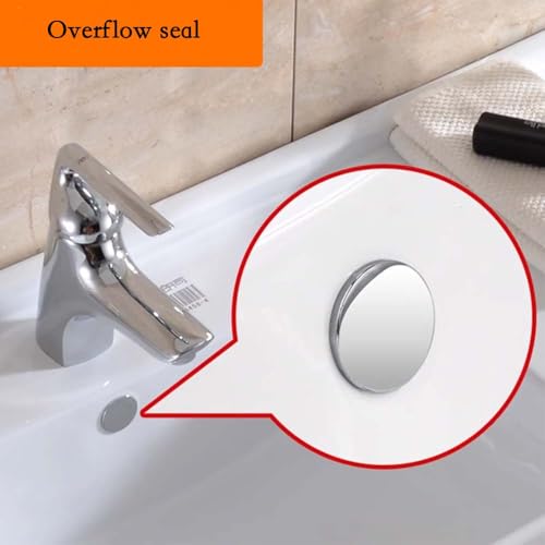 Waschbecken Überlauf Abdeckung,4 PCS Siphonverkleidung für Waschbecken,Waschbecken Ersatzteile-Überlaufblende - Cap-Chrom