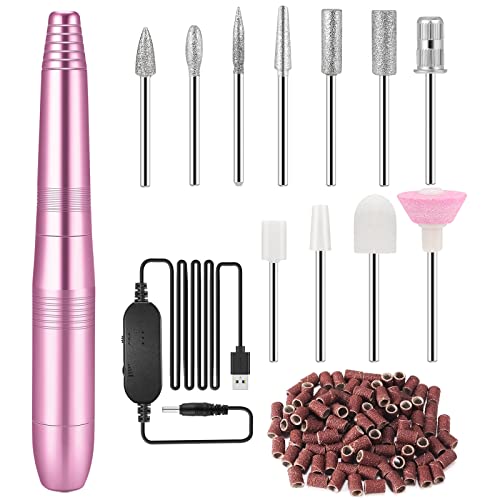 ZEYXINH Torno para Uñas, 11 en 1 Lima Eléctrica Uñas USB con Tipos de Brocas de Pulido Pedicura, 20,000 RPM Velocidad Ajustable, Kit de Manicura y Pedicura Eléctrico Profesional para Hogar Salón DIY Cover