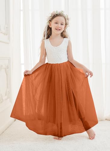 Flower Girl Dress Lace/Tulle Sleeveless First Communion Dress Floor-Length Girls Dresses for Wedding Garden Party2