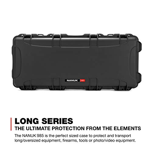 Nanuk Estojo rígido à prova d'água 985 com rodas e inserção de espuma – preto, 91,44 cm
