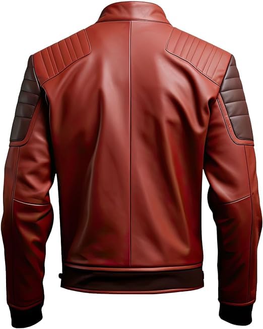 Image of Men's Biker Multi Color Leather Jacket, Leather Biker Jacket for Men, Faux Leather Biker Bomber Jacket