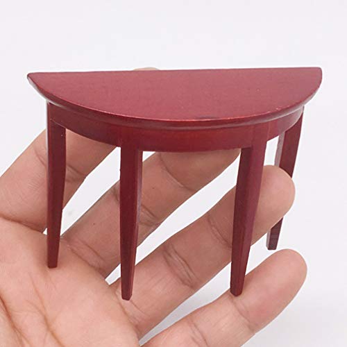 Exceart Miniature Wood Side Table Dollhouse Tea Table Half- Round Table Model 1: 12 Scale Miniature Accessories For Diy Dollhouse Furniture #TOP5