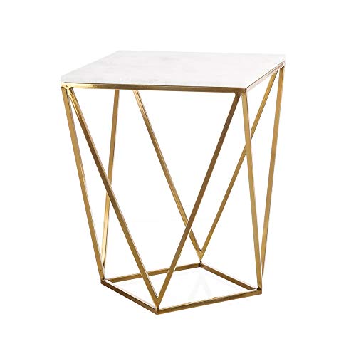 Lola Home Table Basse Design Moderne en marbre doré 56x46x46 cm