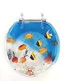 Daniel's Bath & Beyond Polyresin Round Fish Aquarium Toilet Seat, 17', Blue