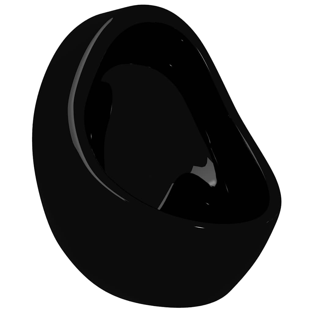Urinario de pared de cerámica negra con válvula de descarga y desagüe, 33 x 31 x 48 cm para baño, aseo de invitados y comercio, fácil montaje en pared, higiénico, duradero