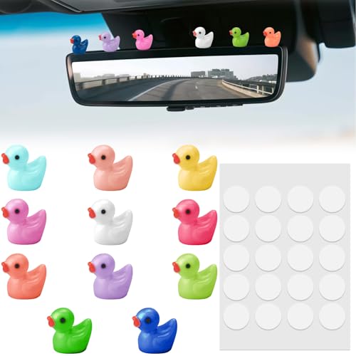 11 PCS Cute Duck Rearview Mirror Accessories, Solid Color Duck