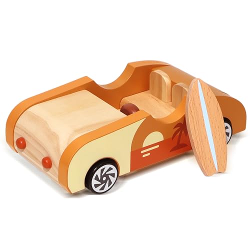 PairPear Wooden Dollhouse Family Car with Surfboard