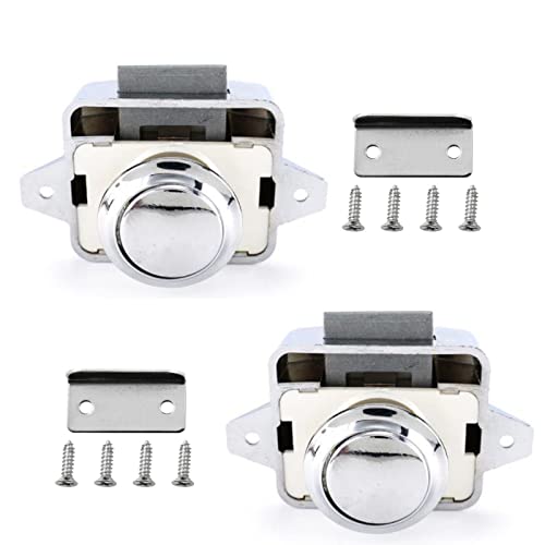 Produktbild von Push Lock Schloss Wohnmobil PUROCEAN Druckknopf-Verriegelung 6 Stück - Quadratisch, Chrom, Für Wohnmobile & Schränke Quadratische Druckknopf Verriegelung Zinklegierung 30mm Loch