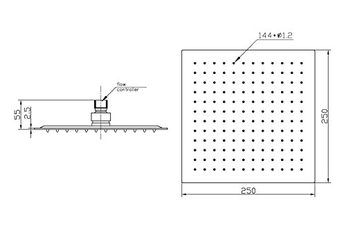 Bai 0419 Stainless Steel 10-Inch Square Rainfall Shower Head In Brushed Nickel Finish #TOP6