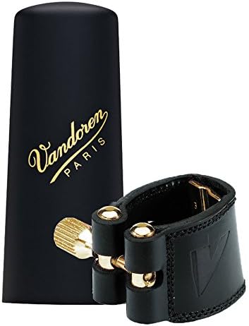 Vandoren LC27P Leather Ligature and Plastic Cap for Alto Sax with 3 Interchangeable Pressure Plates , black