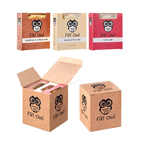 Fat Owl Products Handmade Natural Soap Bars - Palm Oil Free, Organic Bar Soap For Men And Women - Cold Pressed, Fragrance Free 3.5 Oz Body Soap Bars (Cinnamon And Orange, Shea Butter, Rose) #TOP28