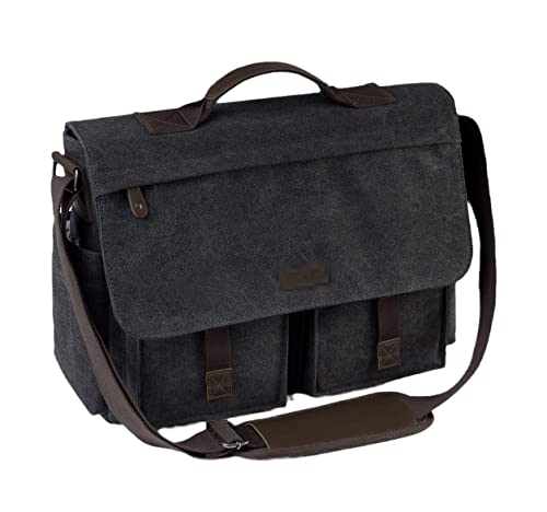 Men Women Messenger Bag Vintage Water Resistant Waxed Canvas 17'' Laptop Briefcase Padded Shoulder Bag
