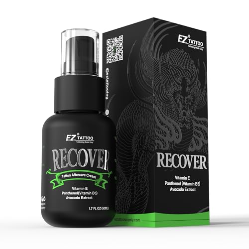 EZ Creme Tatouage 50ml - Lotion Cicatrisante pour Tatouage pour le Soin Cicatrisant et Hydratant des Nouveaux Tatouages - Formule Naturelle de Soins Post-Traitement Fournitures de Tatouage