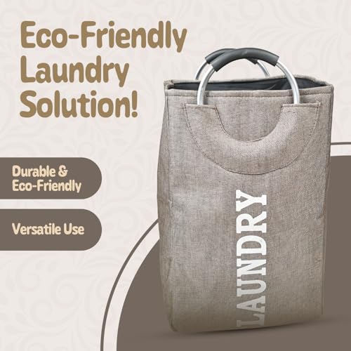 Image of KYLO Efficient Laundry Bag| No Fuss, Superior Steel Handles| Rubber Covering to Support Fingers| Multiple Colors - Goes Well With The Decor - 82 L, Brown