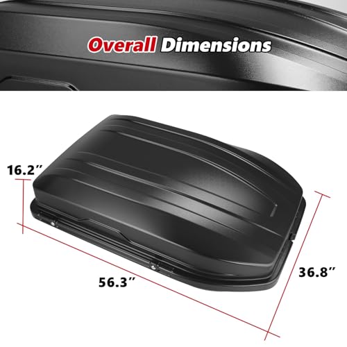 Image of DNA MOTORING Rooftop Cargo Box, 13 Cubic Ft 110 lbs Capacity, Car Top Cargo Carrier Hard Shell Weatherproof Lockable Heavy Duty Car Top Storage Case Roof Box, 56.3 inch L x 36.8 inch W x 16.25 inch H, PT-ZTL-8188