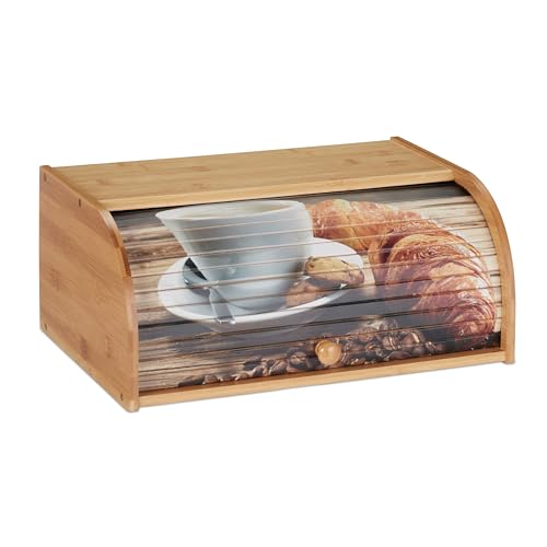 Relaxdays Panera, Tapa deslizable, Almacenaje del pan, Estante, 17x40x27 cm, 1...