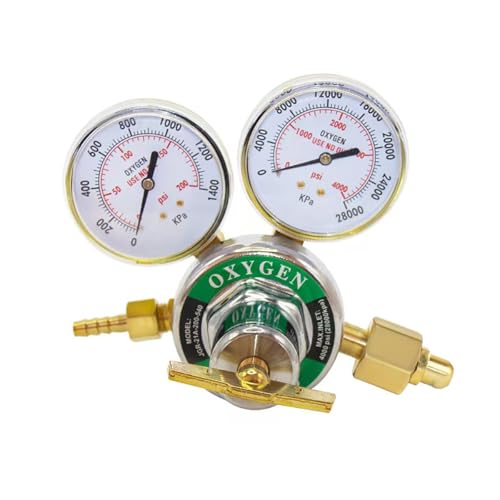 Image of Oxygen Regulator for Gas Cutting Welding Torch, CGA540 Inlet Connection Welding Oxygen Tank Regulator, CGA540 Nut Oxygen Welding Regulator