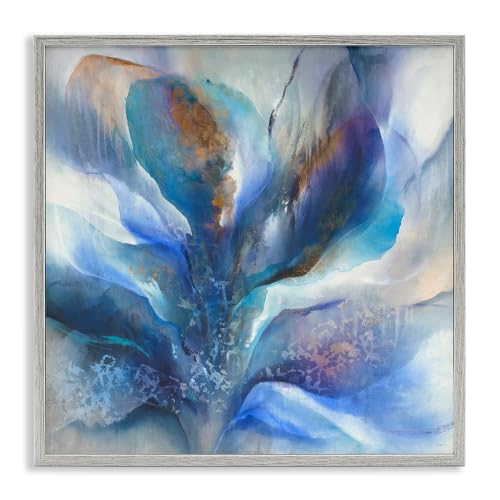 Abstract Blue Petals Botanical, 12 x 12 Inch Framed Giclée Print