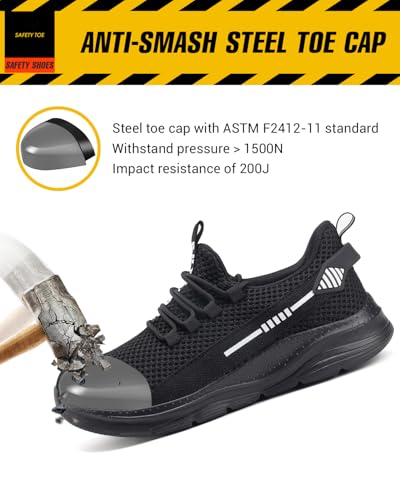 Steel Toe Shoes for Men Women Indestructible Puncture Proof Safety Work Shoes Comfortable Slip Resistant Sneakers Airy for Construction2