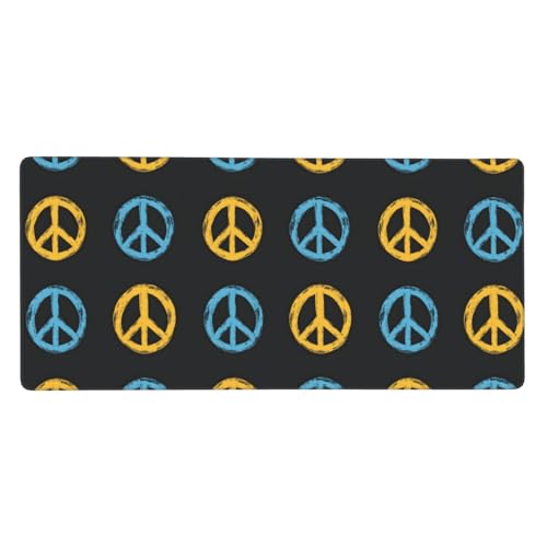 Grand tapis de souris vintage symbole de paix en caoutchouc antidérapant pour PC et bureau