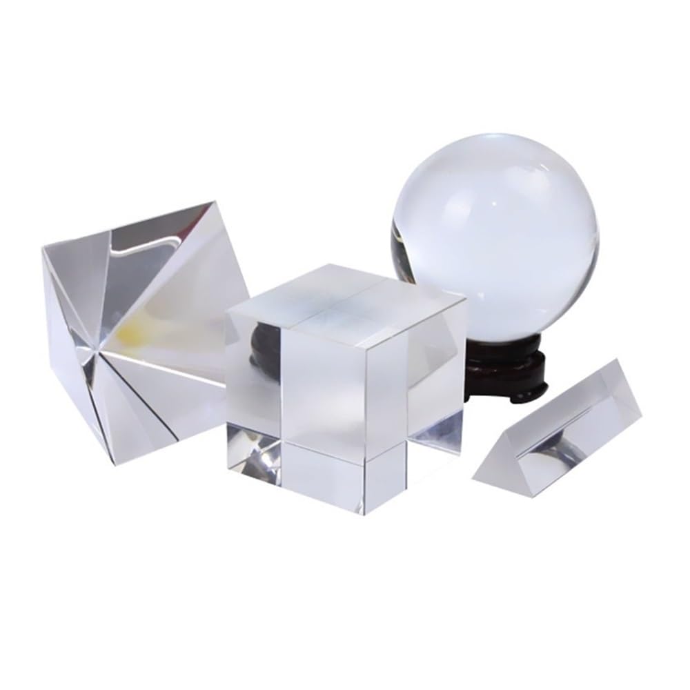 4pz Cubo Vetro Ottico Trasparente 50mm Sfera 40mm Prisma Cristallo K9 | Cubo 60mm, Piramide, Cristallo ottico, for Kit Fotografia
