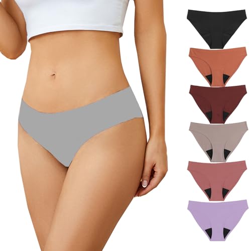 6pcs Menstrual Tangas A Prueba Fugas, Bragas Menstruales Absorbentes, 4 Capas Ropa Interior ProteccióN Flujo Moderado A Abundante- Mix||M