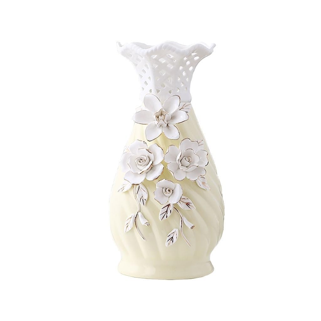 Bzgpmfud One Color Vase Desktop Flower Modern Light Yellow Ceramic Creative Phnom Penh Flowers Porcelain Dried Arrangement Desktop Decoration Living Room(Grey Wolf)