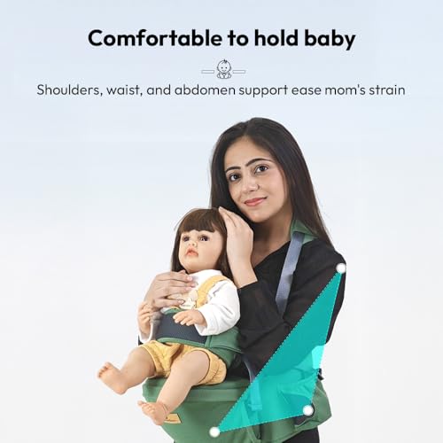 Image of StarAndDaisy 3-in-1 Baby Carrier for 0 to 3 Year Baby /Kangaroo Bag with Comfortable Soft Hip Seat /Baby Carrier /Sling - 3 Carrying Positions with 2 Storage Pockets (3 in1-Green)