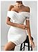 Floerns Women's Pearl Beaded Off Shoulder Short Dress Short Sleeve Bodycon Party Dresses White X-Large