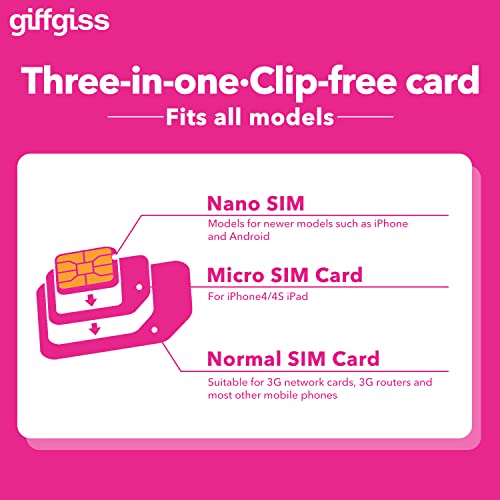 T Mobile Prepaid Sim Card Usa - Unlimited Data In 4G/Lte And Talk In The Usa For 30 Days, Giffgiss Prepaid Sim Card Usa Supported Hotspot, Triple Cut 3 In 1 Sim Card - Standard Micro Nano #TOP5
