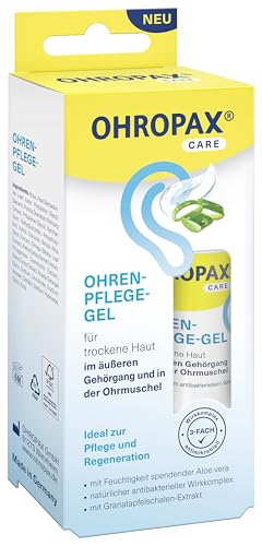 OHROPAX Ohren-Pflege-Gel – mit Aloe Vera und natürlichem antibakteriellem Wirkkomplex – Ohrengel für den äußeren Gehörgang und für die Ohrmuschel – ideal zur Pflege und Regeneration – 15 ml