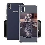 HHUAN Hülle für Archos Access 57 Semi-Transparent Hülle Dünn Weiche Silikon Tiger & Katze Stoßfest Handyhülle Tasche Schale Bumper TPU Schutzhülle Cover für Archos Access 57 (5.7