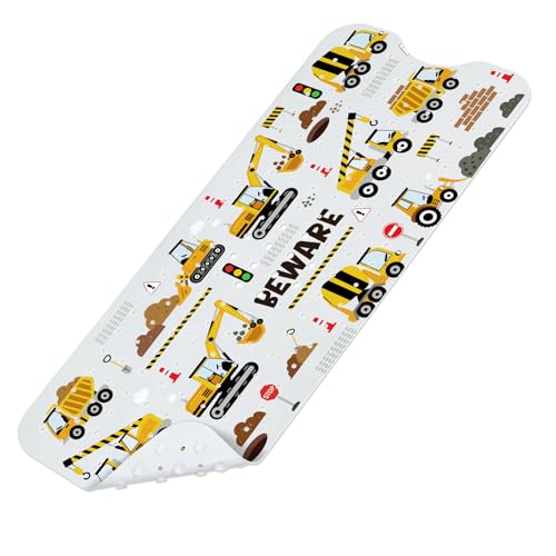 SHUCHING Construction Vehicle Baby Bathtub Mat Non-Slip for Boy, Extra Long Kid Shower Mat Anti Mold, Machine Washable, 100x40cm by SHUCHING - Used condition - CA$20.69