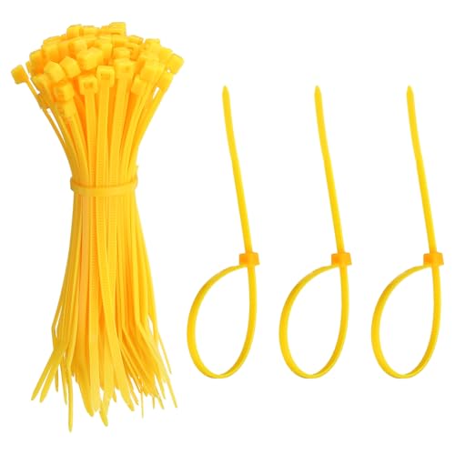YELARXI Zip Ties Plastic Cable Ties, Self-Locking Wire Zip Tie 4 Inch Fit for Home Garden Office Workshop Travel – (100 Pack, Yellow)