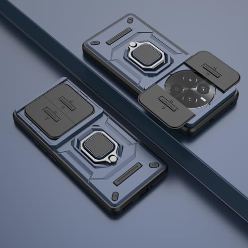 Image of Thermoplastic Polyurethane Camshield Pro Case With Slide Camera Protection And Ring Stand Bumper Back Case Cover For Realme 12 Pro 5G /12 Pro+ 5G /P1 Pro (Blue)