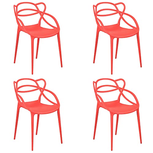 Totò Piccinni Sedia INFINITY EYE Impilabile Design Moderno in Polipropilene (Rosso, 4 Pz)
