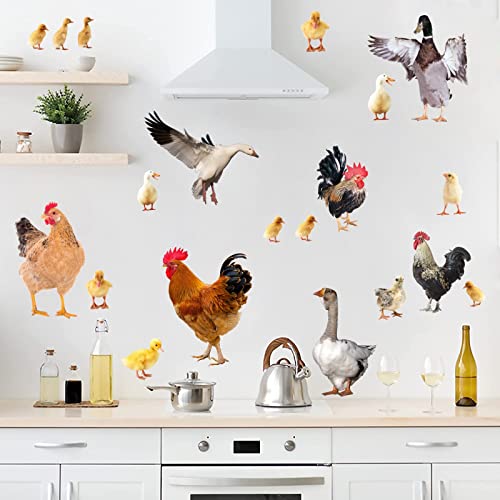 Rooster Wall Stickers Kitchen Wall Decals Peel And Stick Funny Animal Wall Stickers Cute Farm Chicken Wall Decals Rooster Cabinet Door Stickers Farmhouse Chicks Hen Window Stickers #TOP4