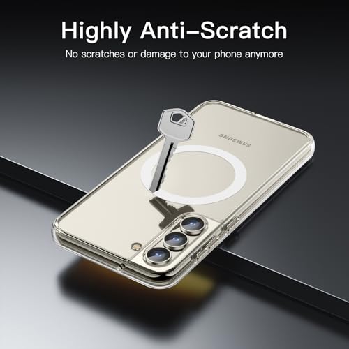 Image of JETech Magnetic Cover Case for Samsung Galaxy S23 6.1-Inch, Compatible with MagSafe, Shockproof Protective Phone Cover, Non-Yellowing Hard Clear PC Back (Clear)
